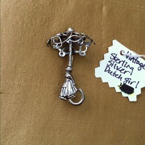 Sterling silver vintage Dutch girl brooch